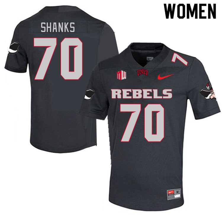 Women #70 Tiger Shanks UNLV Rebels 2023 College Football Jerseys Stitched-Charcoal
